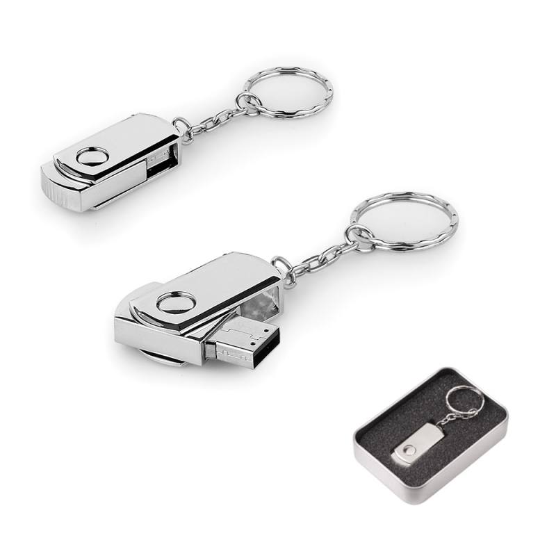 16 GB Swivel Cover Metal Keychain USB Memory