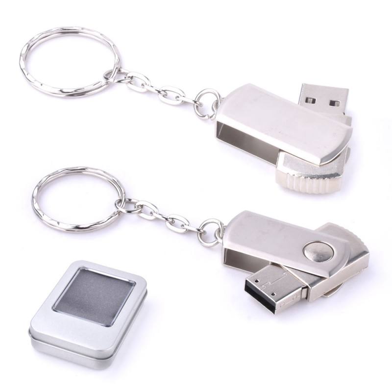 16 GB Swivel Cover Metal Keychain USB Memory