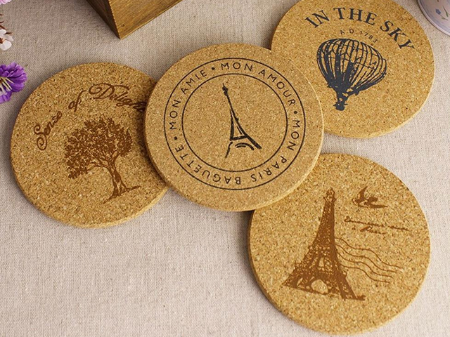 Direct Printed Round Shaped Cork Coasters