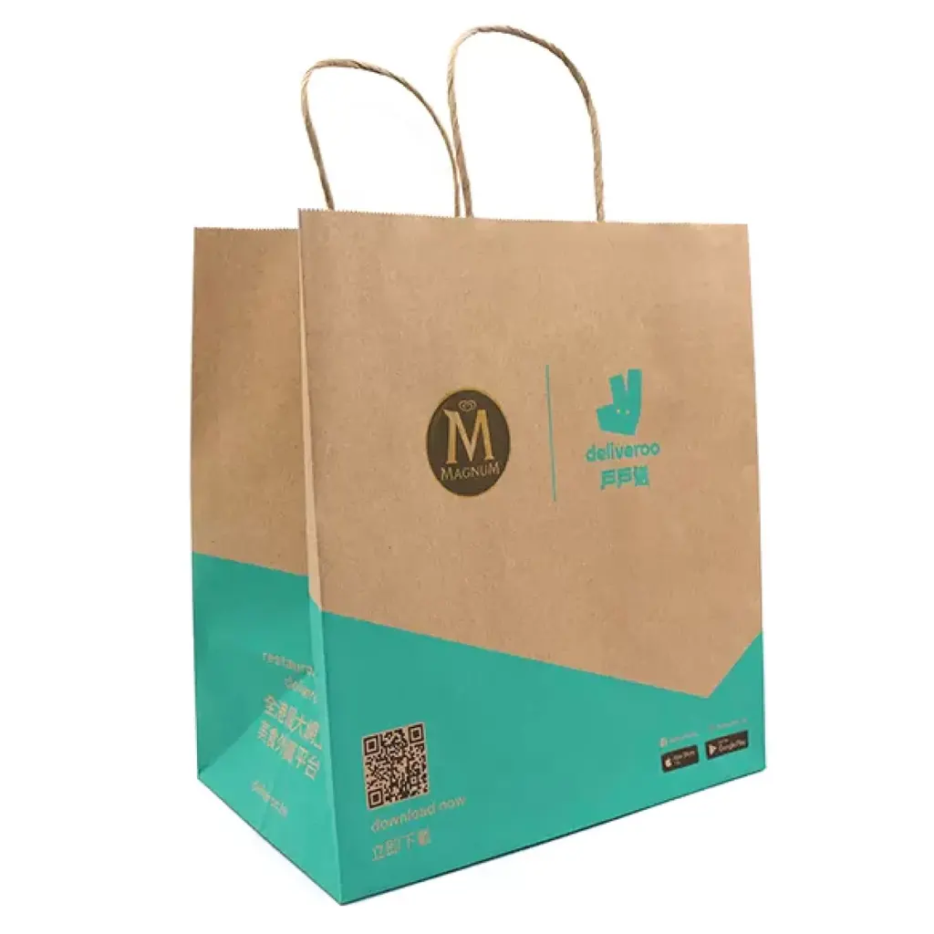Kraft Paper Bag with Twisted Handle (25x12x31cm) Flexo Surface Printed