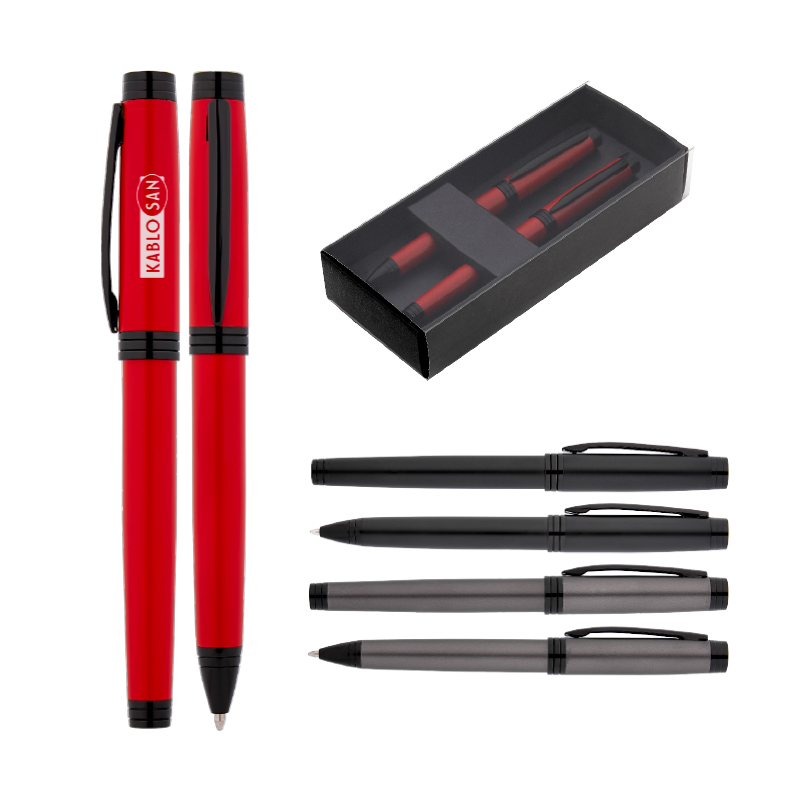 Metal Roller & Ballpoint Pen Set