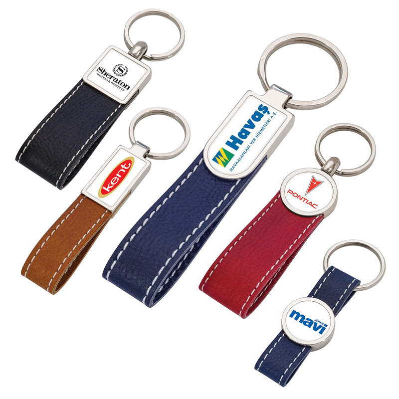 Promotional Leather Key Holder with Drop Tag