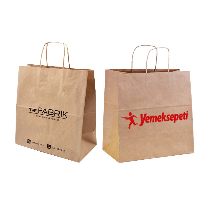 Kraft Paper Bag with Twisted Handle (22x10x28,5cm) Flexo Surface Printed