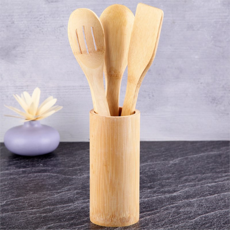Bamboo Stand Spoon Set