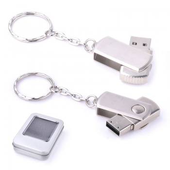 16 GB Swivel Cover Metal Keychain USB Memory