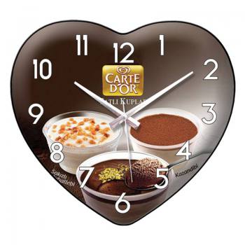 Cambered Glass Heart Shaped Wall Clock