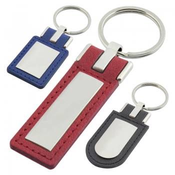 Laser Printable Metal Labeled Leather Keychain