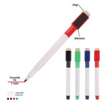 Whiteboard Pen (With Magnet and Eraser)