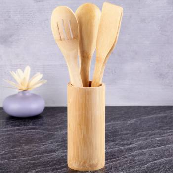 Bamboo Stand Spoon Set
